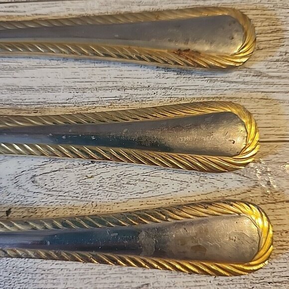 5 Cambridge Carlyle Dinner Knives Stainless 18/8 Rope Edge Flatware Tarnished - Picture 7 of 12